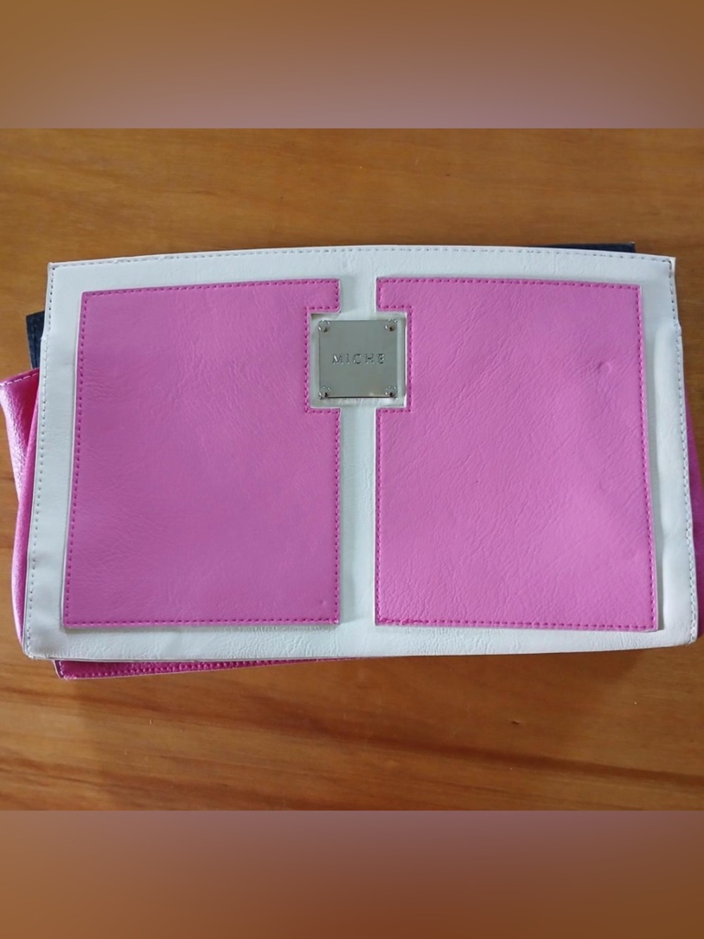 Miche Classic pink faux leather with ivory accents and bright pink sides;